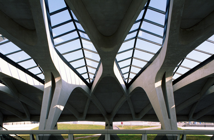 TGV-Bahnhof Lyon-Satolas, Dach über Gleisanlagen (Calatrava 1994)